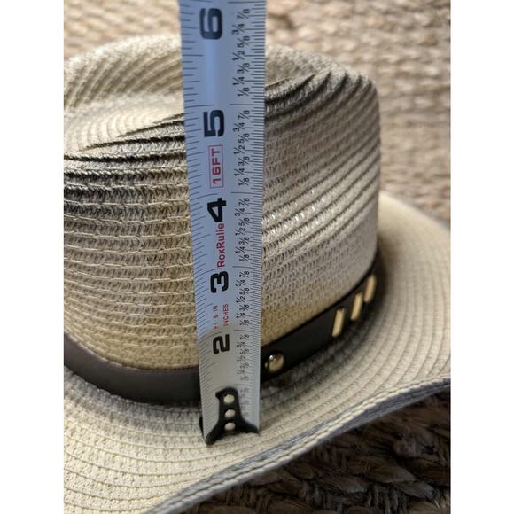 Boho 100% Paper Unisex Cowboy Western Festival Rodeo Sun Hat Lucky 7 - Picture 11 of 11